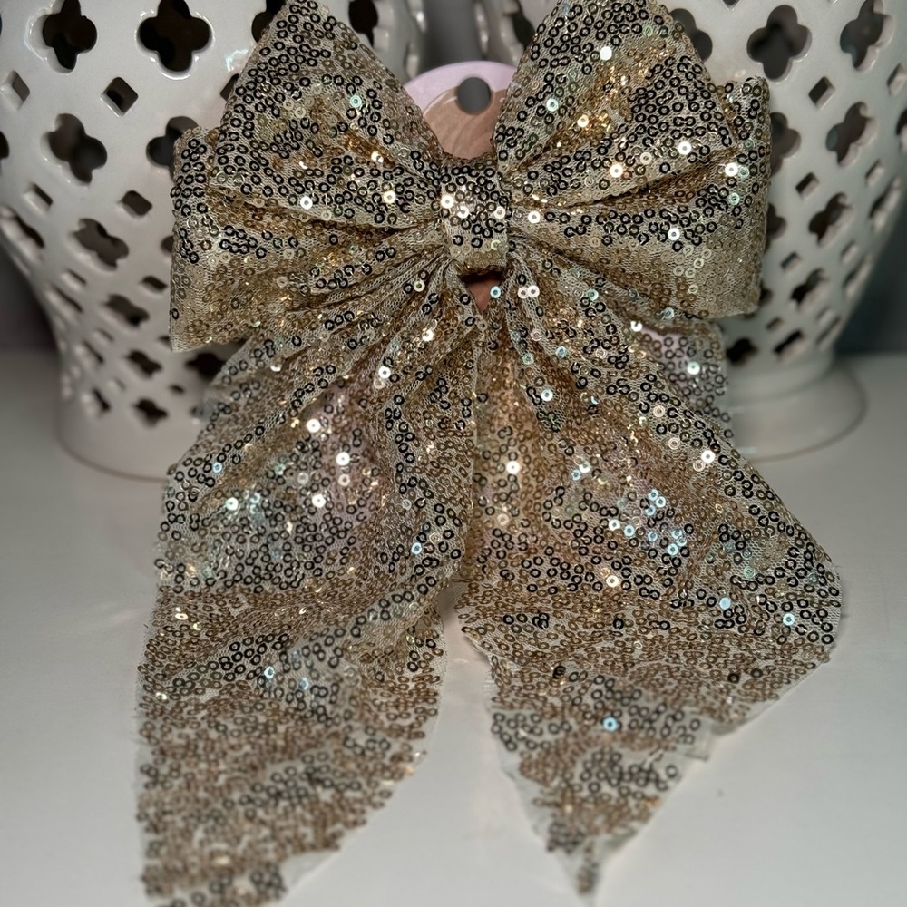 New Coquette Sparkling Sequin Hair Bow for Girl - Coquette Barrettes Elegant